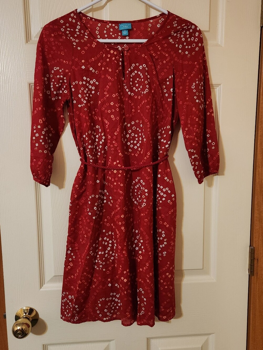 Calypso St Barth for Target Red 100% Cotton Dress Size XS Geometric Print Belted